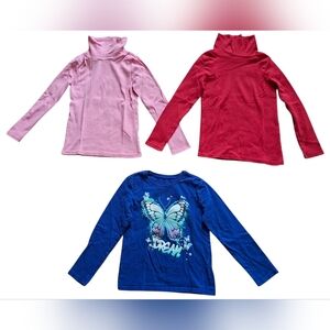 Lot of 3 little girl long sleeve turtle neck tee shirts size Small